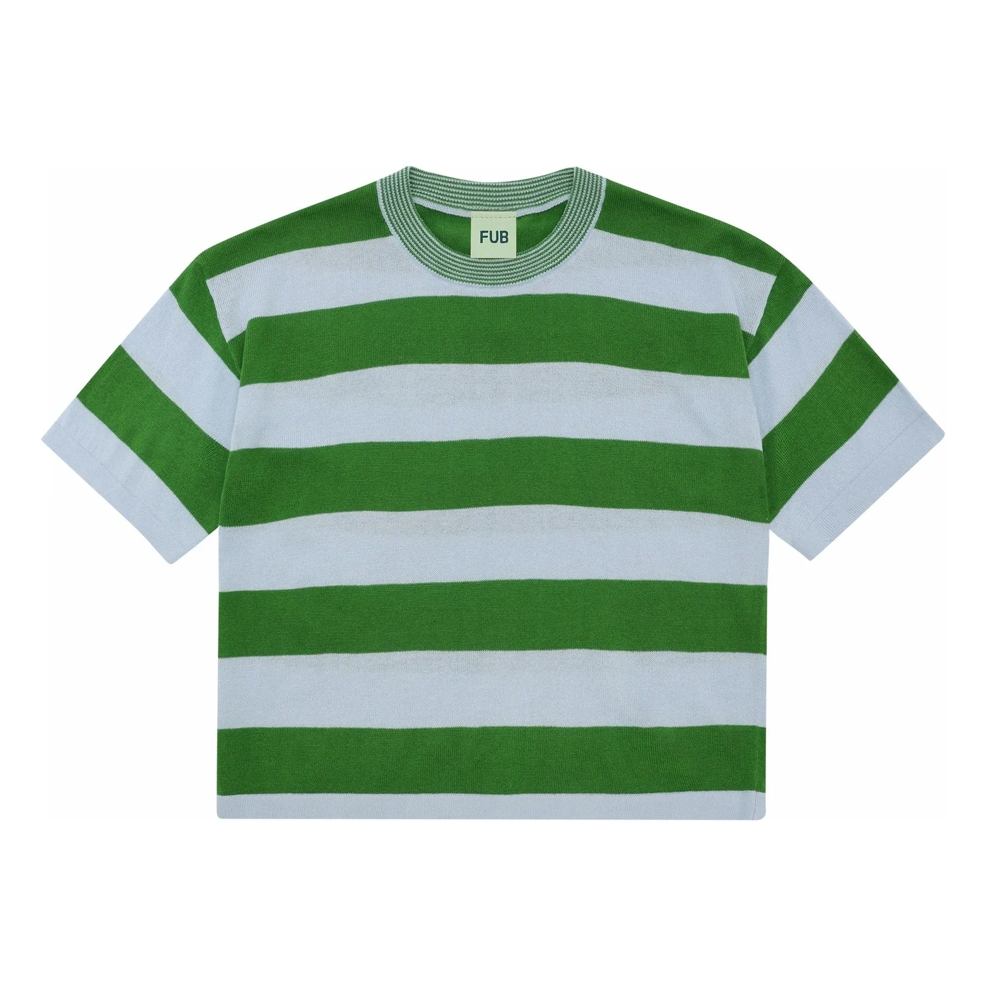 Fub Green Oversize Striped T-Shirt Extra Fine Knit Organic Cotton