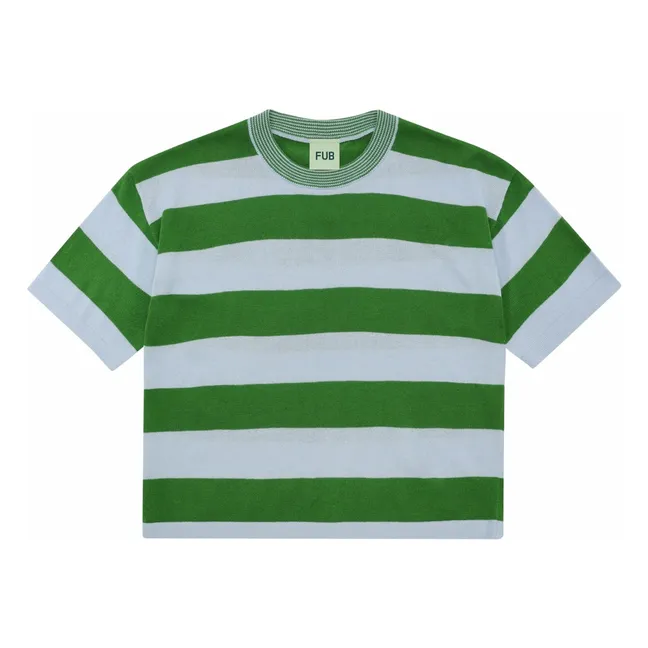 T-shirt Oversize Rayé Maille Extra Fine Coton Bio | Vert