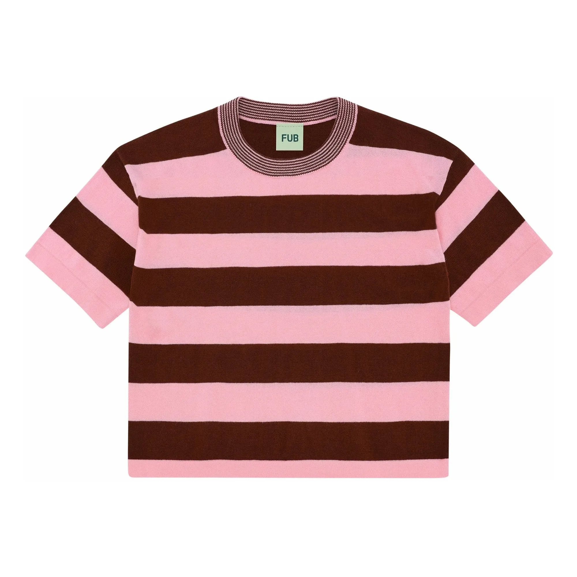 Fub Pink Oversize Striped T-Shirt Extra Fine Knit Organic Cotton