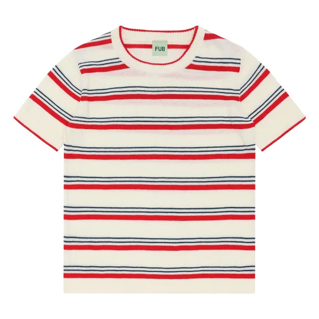 T-shirt Rayé Maille Extra Fine Coton Bio | Rouge