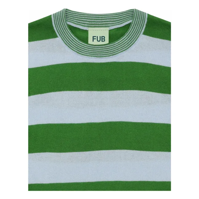 Oversize T-Shirt gestreift Extra feinmaschig Bio-Baumwolle | Grün