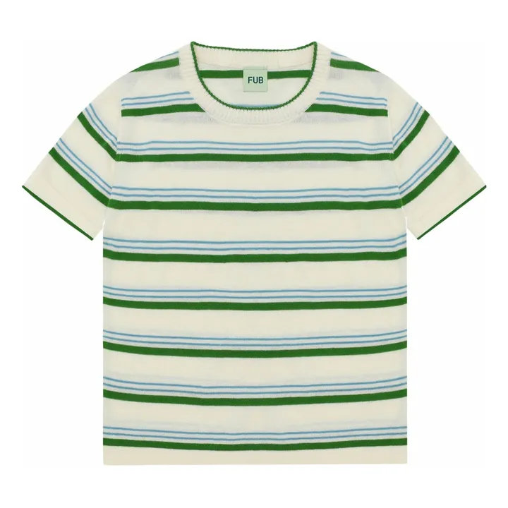 T-shirt Rayé Maille Extra Fine Coton Bio | Vert- Image produit n°0