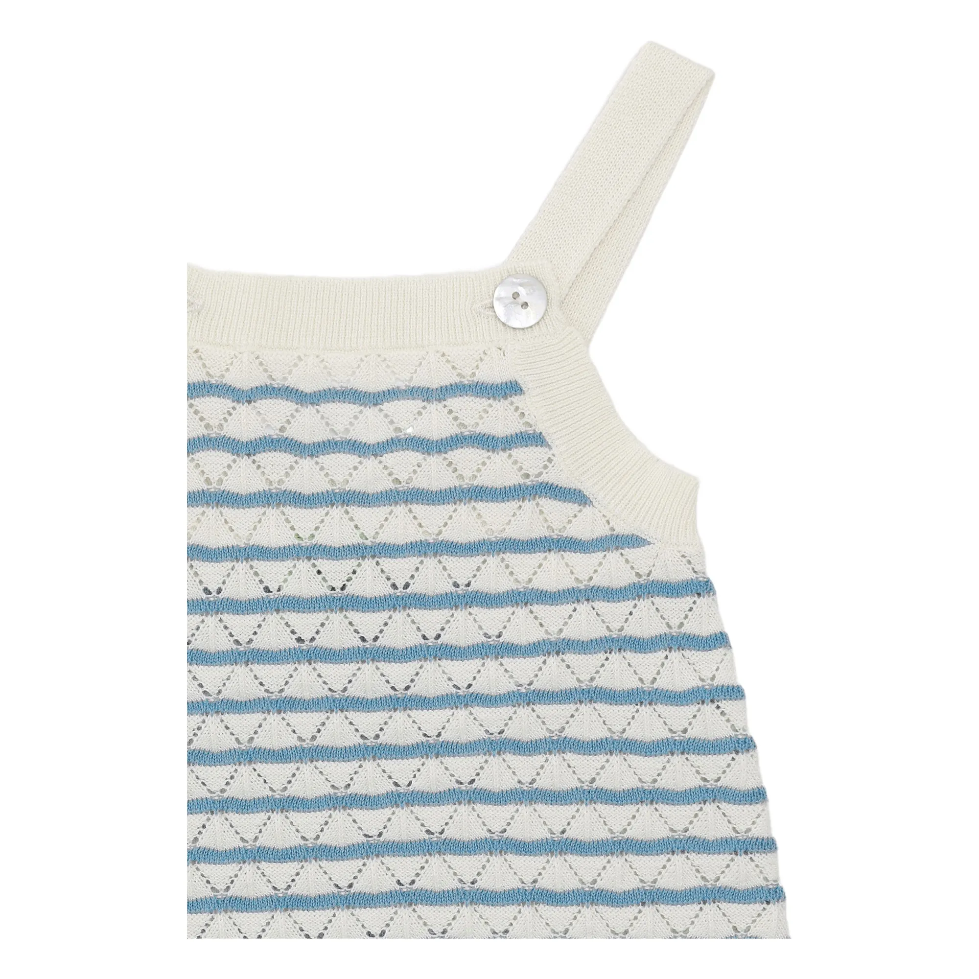 Barboteuse Pointelle Rayée Maille Fine Coton Bio | Bleu azur- Image produit n°3