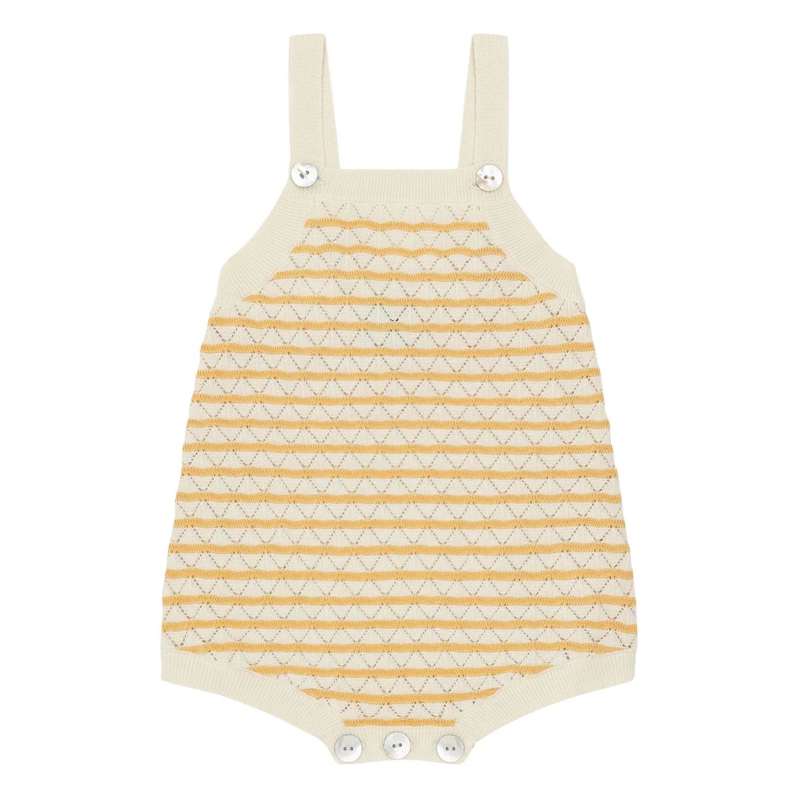 Fub Yellow Organic Cotton Fine Knit Striped Pointelle Tote