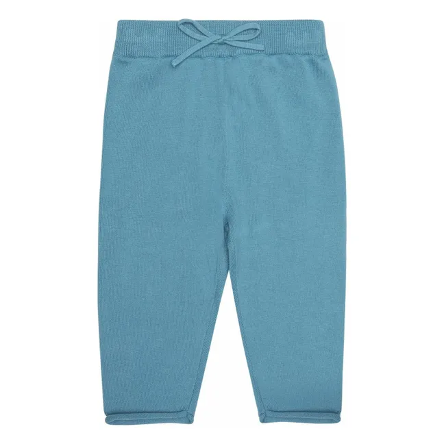 Pantalones de punto de algodón ecológico | Azul Mar