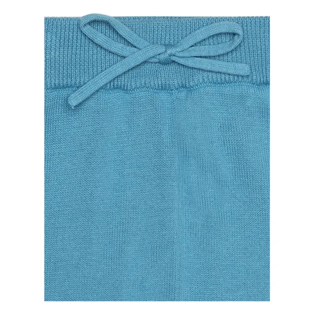 Pantalon Maille Coton Bio | Bleu azur