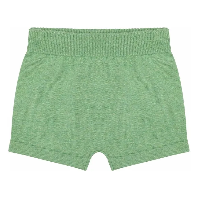 Pantalones cortos de punto de algodón orgánico jaspeado | Verde