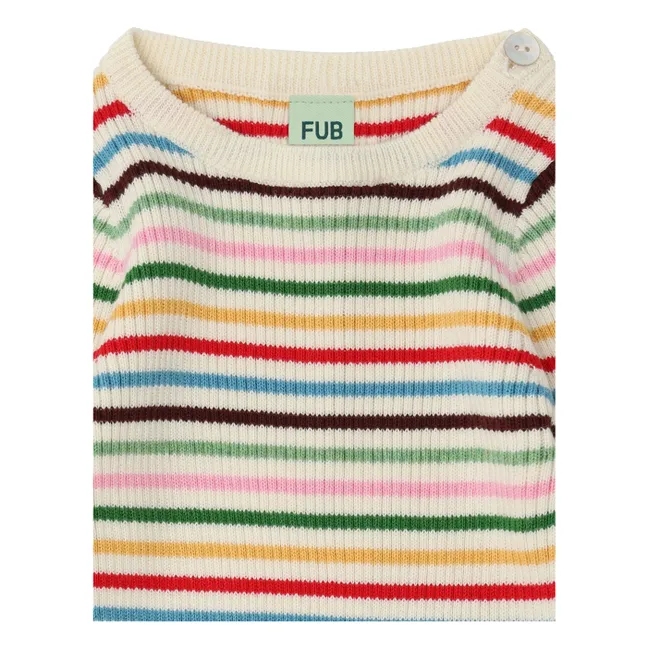 Pull Rayé Côtelé Maille Fine Coton Bio | Rouge