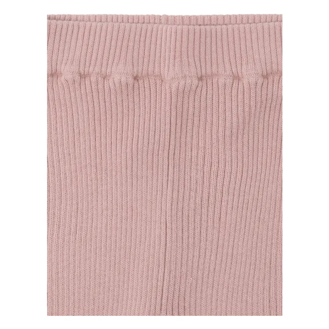 Legging Volants Maille Extra Fine Coton Bio | Rose pâle