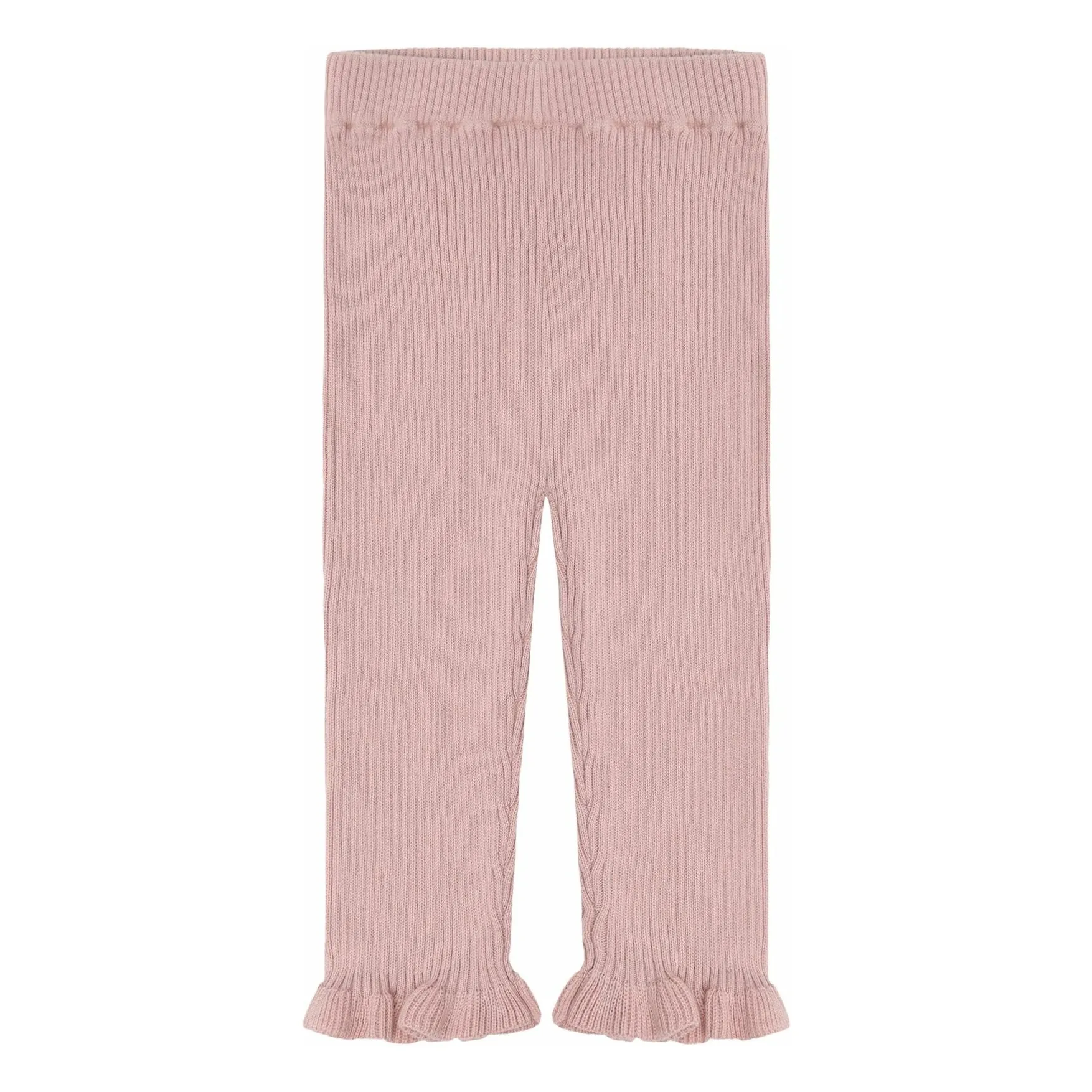 Fub Pale Pink Extra Fine Knit Organic Cotton Ruffle Legging