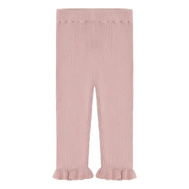 Legging Volants Maille Extra Fine Coton Bio | Rose pâle