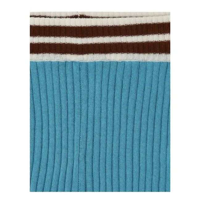 Pantalón corto de algodón orgánico acanalado | Azul Mar