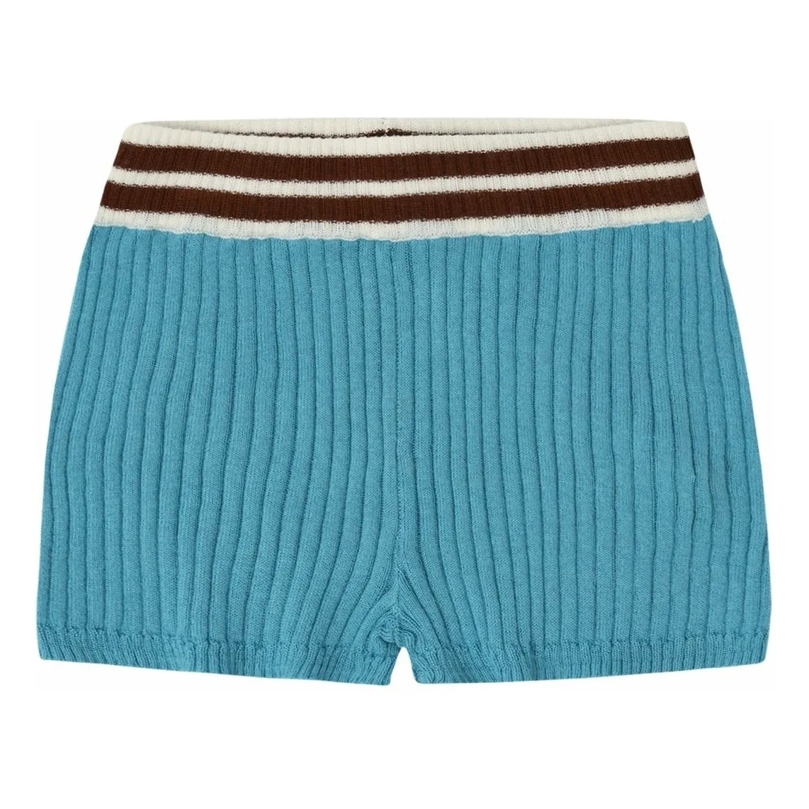 Fub Azure Blue Ribbed Shorts Organic Cotton Knit
