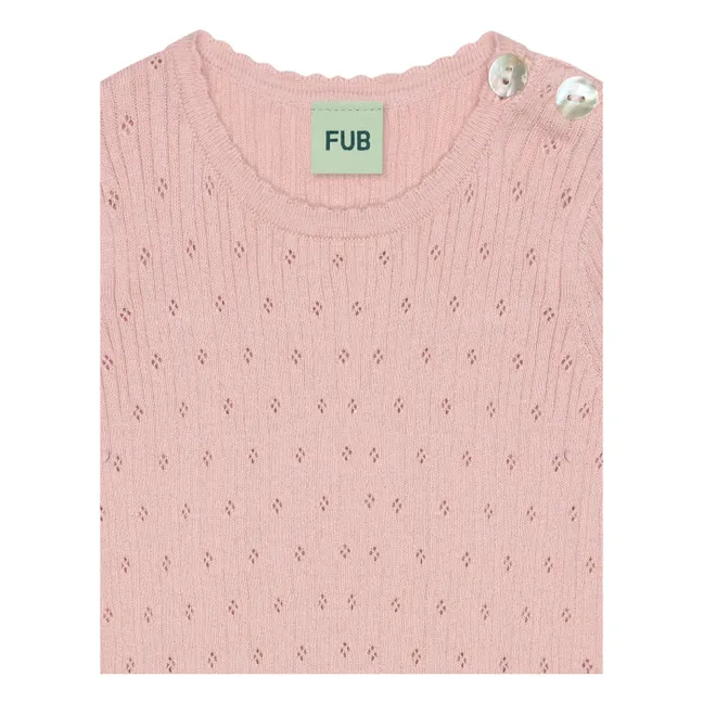 Body Pointelle Maille Fine Coton Bio | Rose pâle