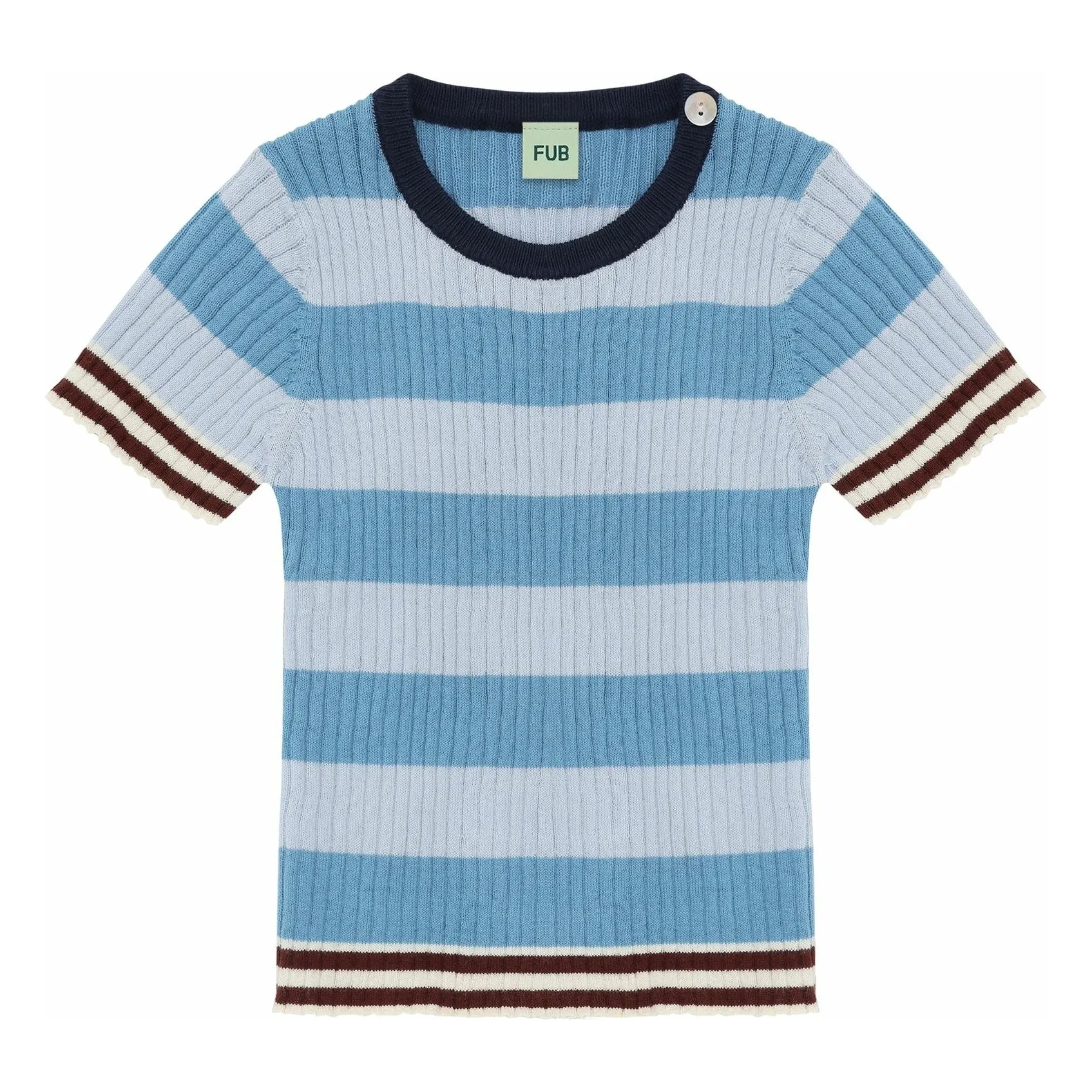 T-shirt Rayé Côtelé Maille Coton Bio | Bleu- Image produit n°0