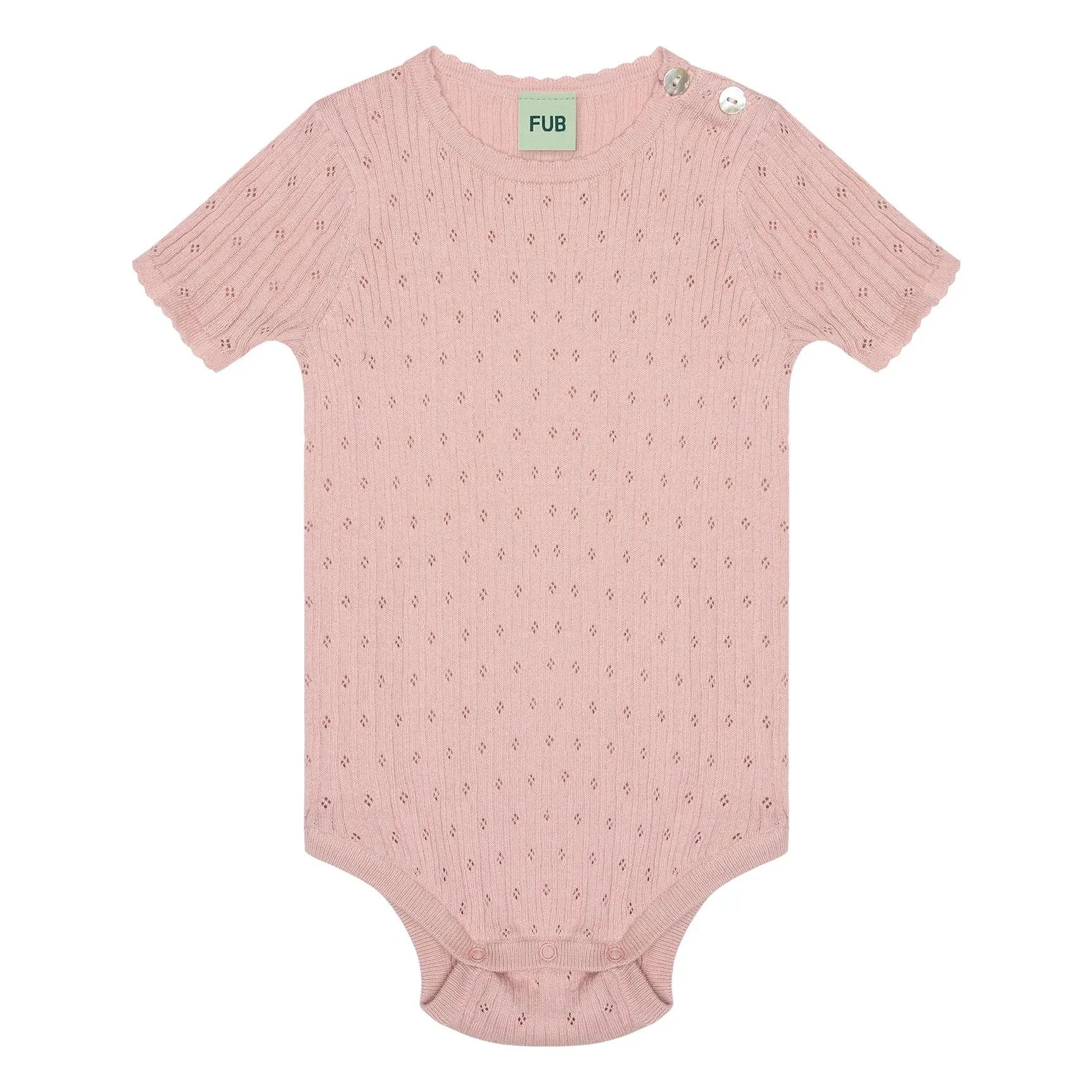 Fub Pale Pink Pointelle Fine Knit Organic Cotton Bodysuit