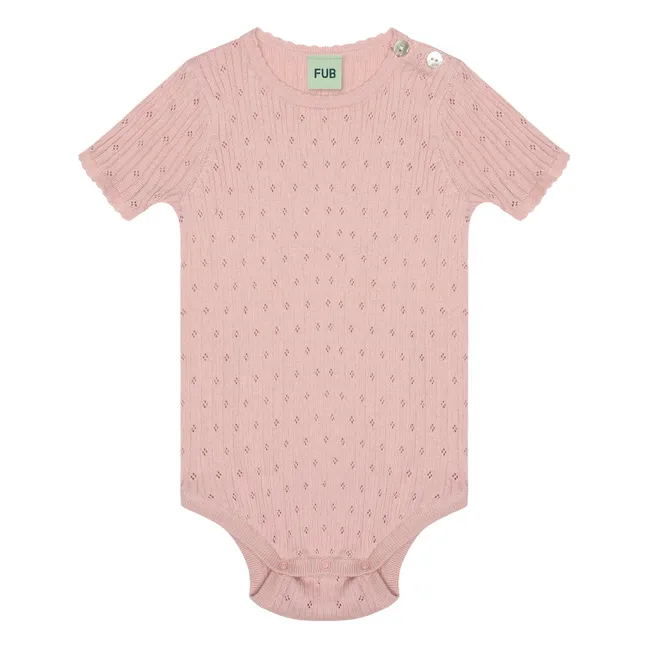 Body Pointelle Maille Fine Coton Bio | Rose pâle
