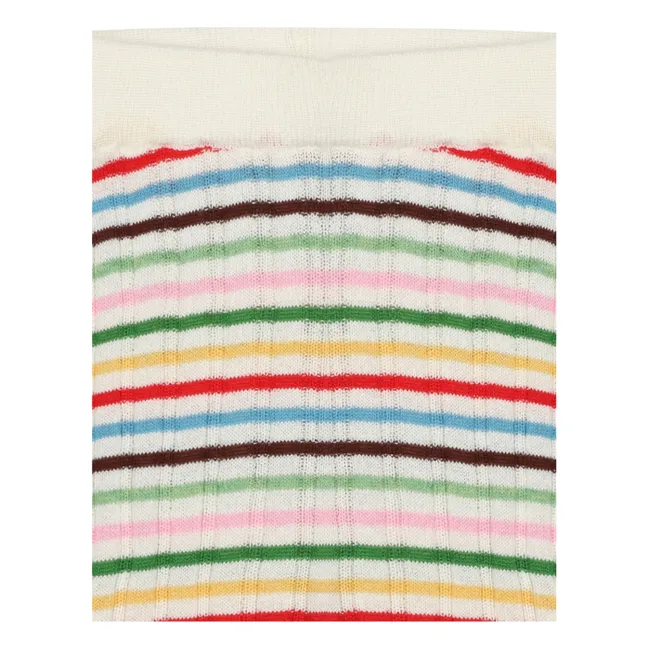 Legging Rayé Côtelé Maille Fine Coton Bio | Rouge