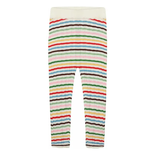 Legging Rayé Côtelé Maille Fine Coton Bio | Rouge