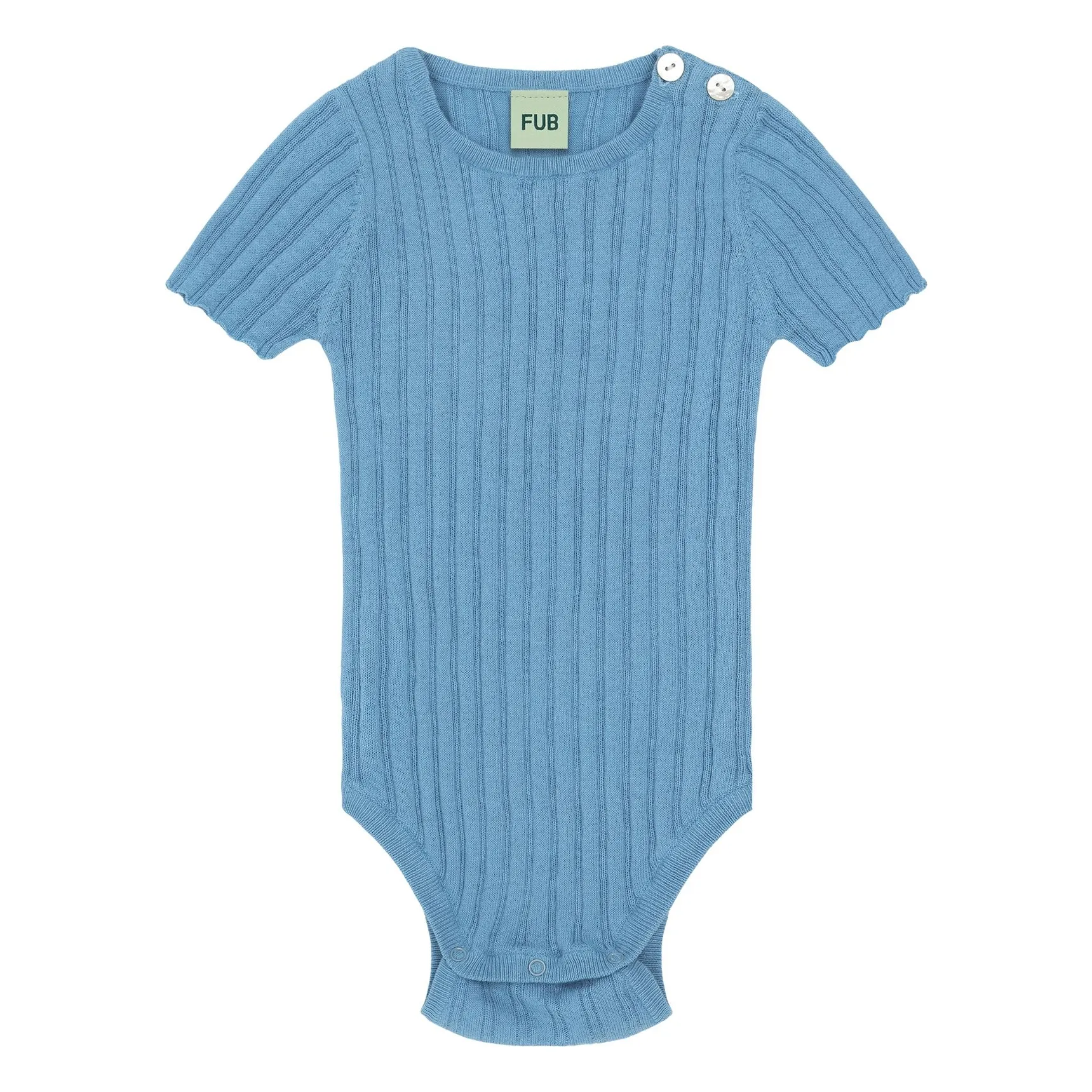 Fub Azure Blue Organic Cotton Fine Knit Ribbed Bodysuit