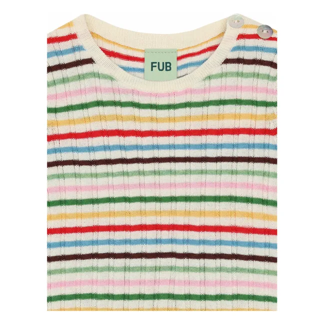 Body Rayé Côtelé Maille Fine Coton Bio | Rouge