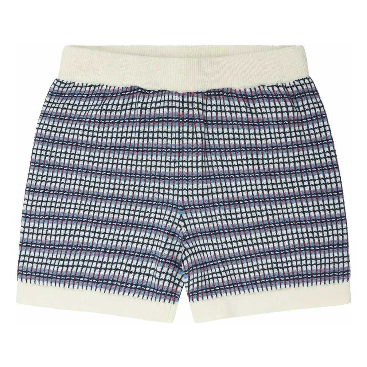Fub Ecru Organic Cotton Fine Knit Check Shorts