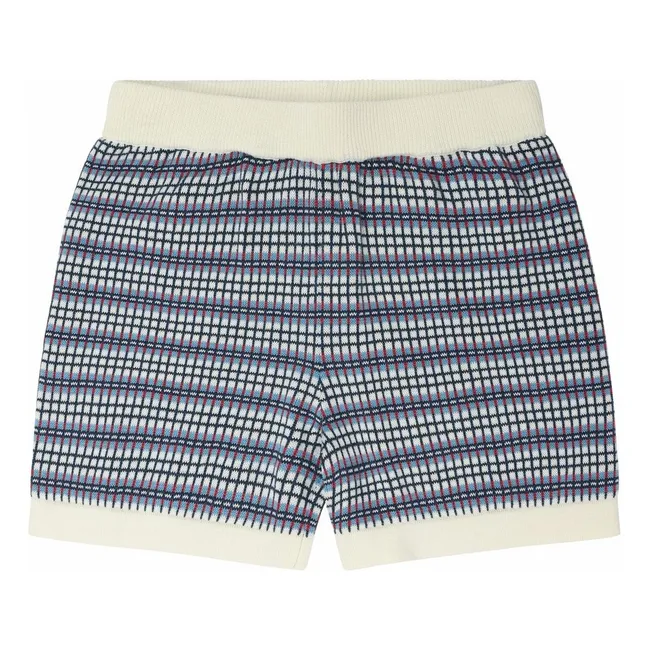 Organic Cotton Fine Knit Check Shorts | Ecru