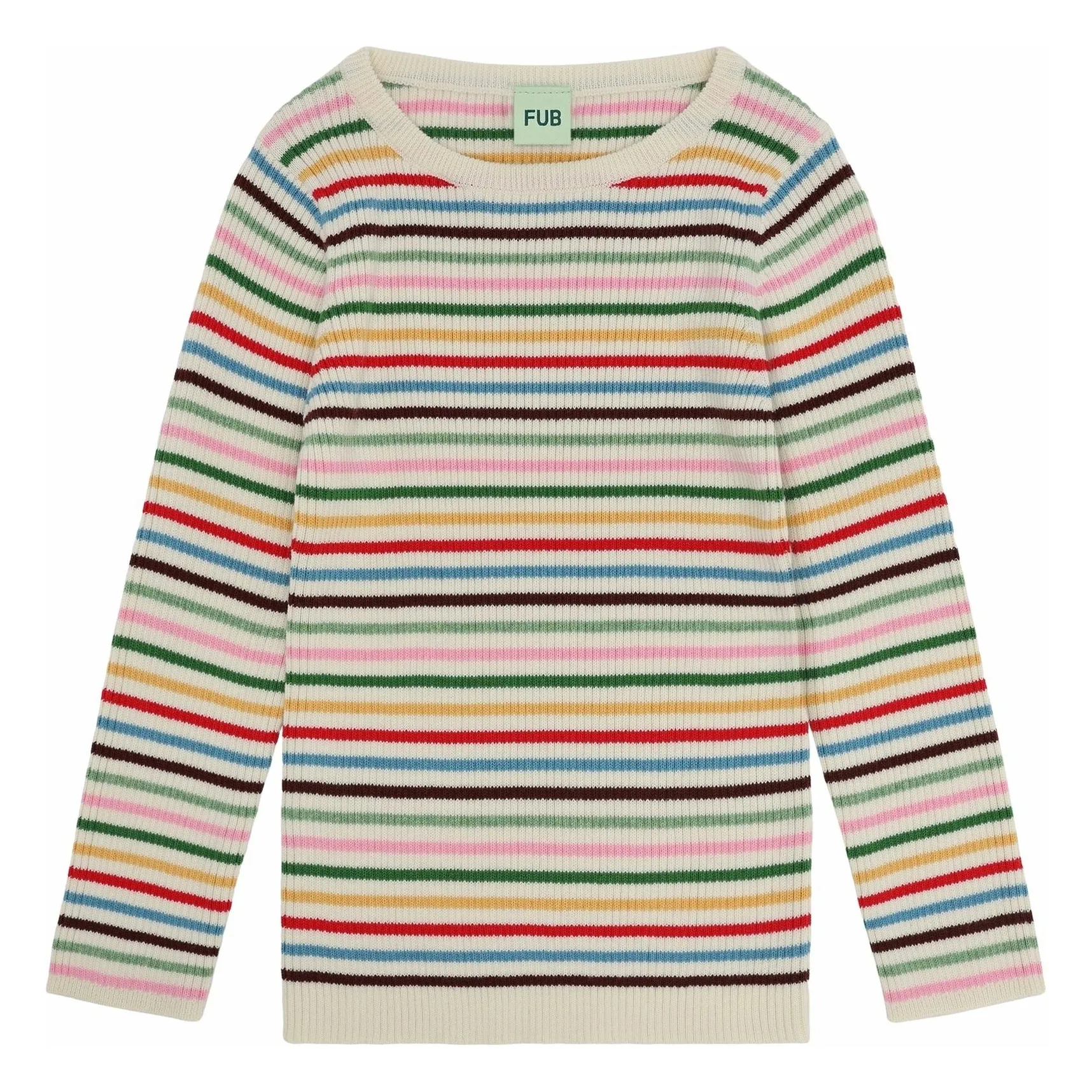 Fub Red Organic Cotton Fine Knit Ribbed Sweater