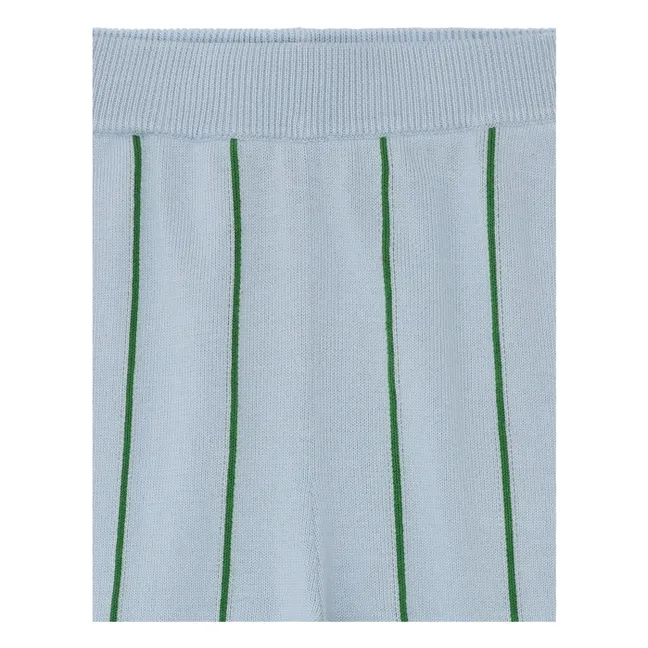 Pantalón de rayas de punto extrafino de algodón ecológico | Azul Pálido