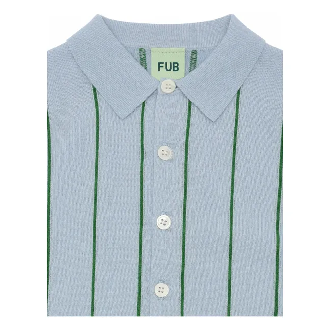 Chemise Rayée Maille Extra Fine Coton Bio | Bleu pâle