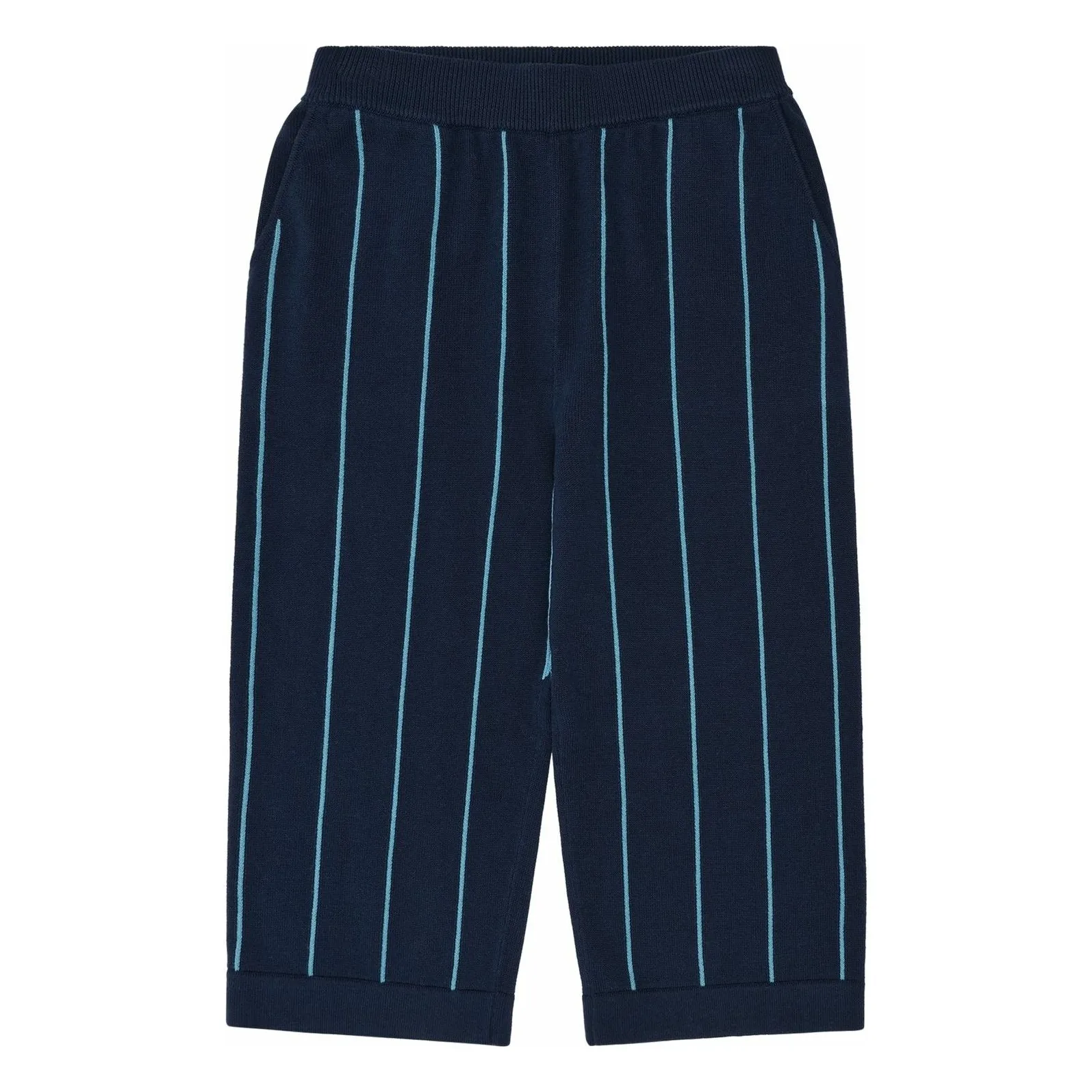Fub Navy Blue Striped Trousers Extra Fine Knit Organic Cotton