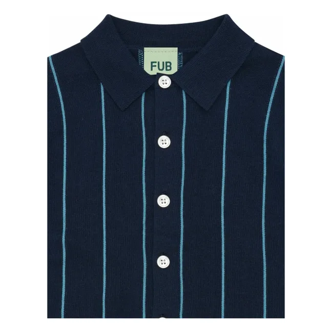 Striped Shirt Extra Fine Mesh Organic Cotton | Navy blue