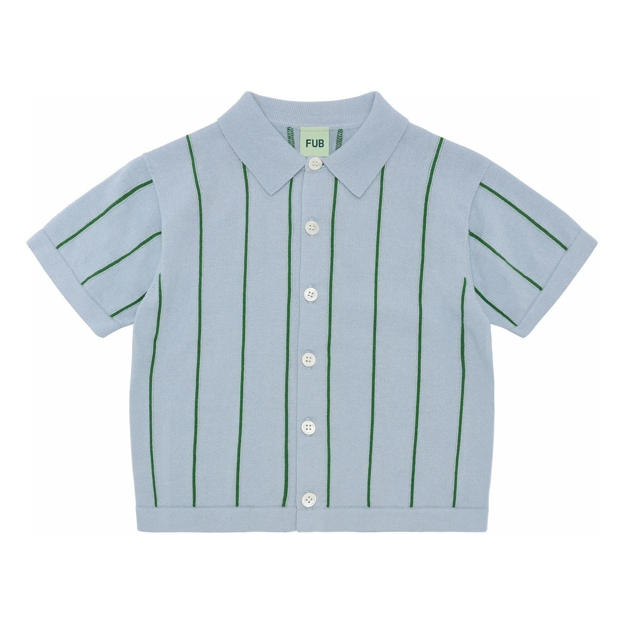 Fub Pale Blue Striped Shirt Extra Fine Mesh Organic Cotton