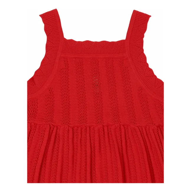 Vestido de verano de punto fino de algodón orgánico | Rojo