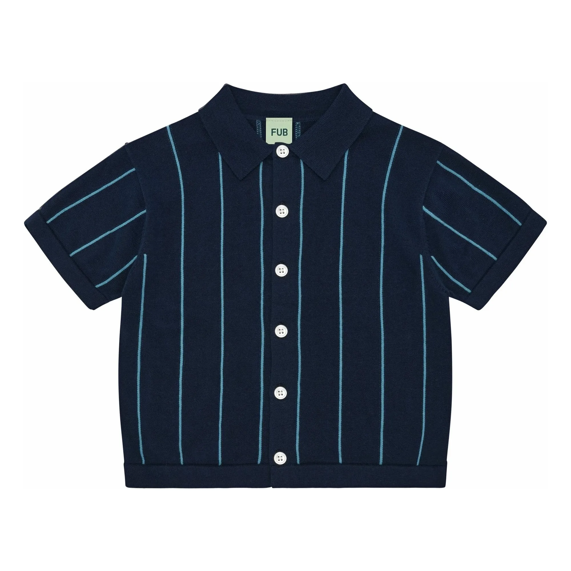Fub Navy Blue Striped Shirt Extra Fine Mesh Organic Cotton