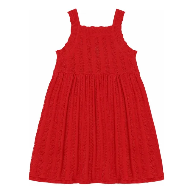 Organic Cotton Fine Knit Summer Dress | Red