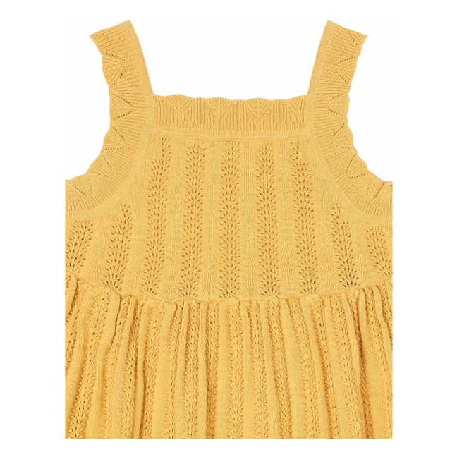 Organic Cotton Fine Knit Summer Dress | Mustard