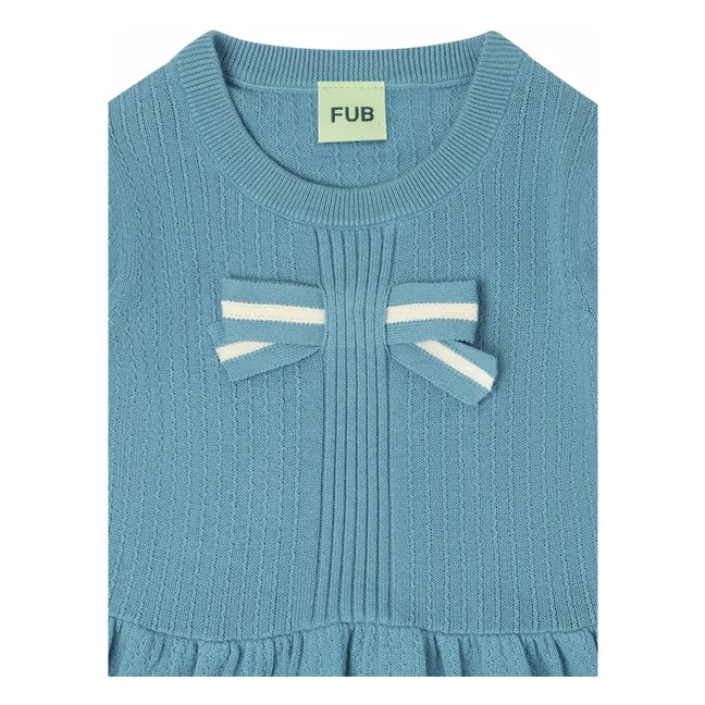 T-shirt Bow Maille Fine Coton Bio | Bleu azur