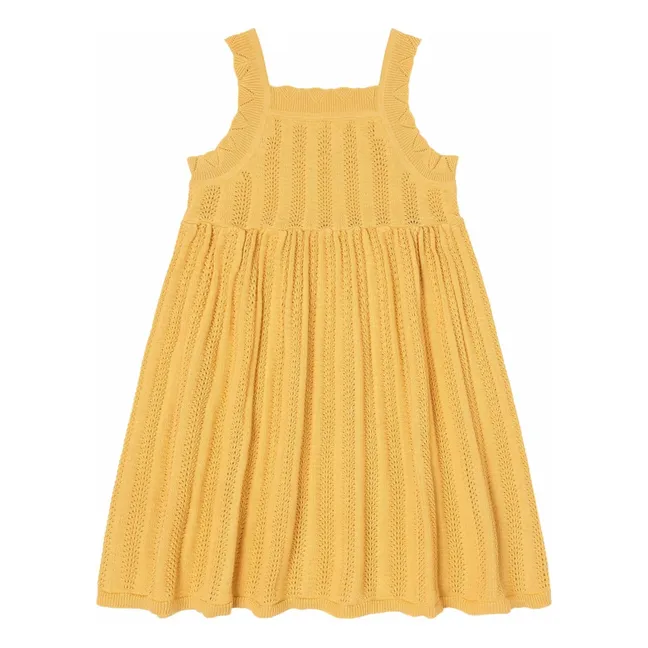 Vestido de verano de punto fino de algodón orgánico | Amarillo Mostaza