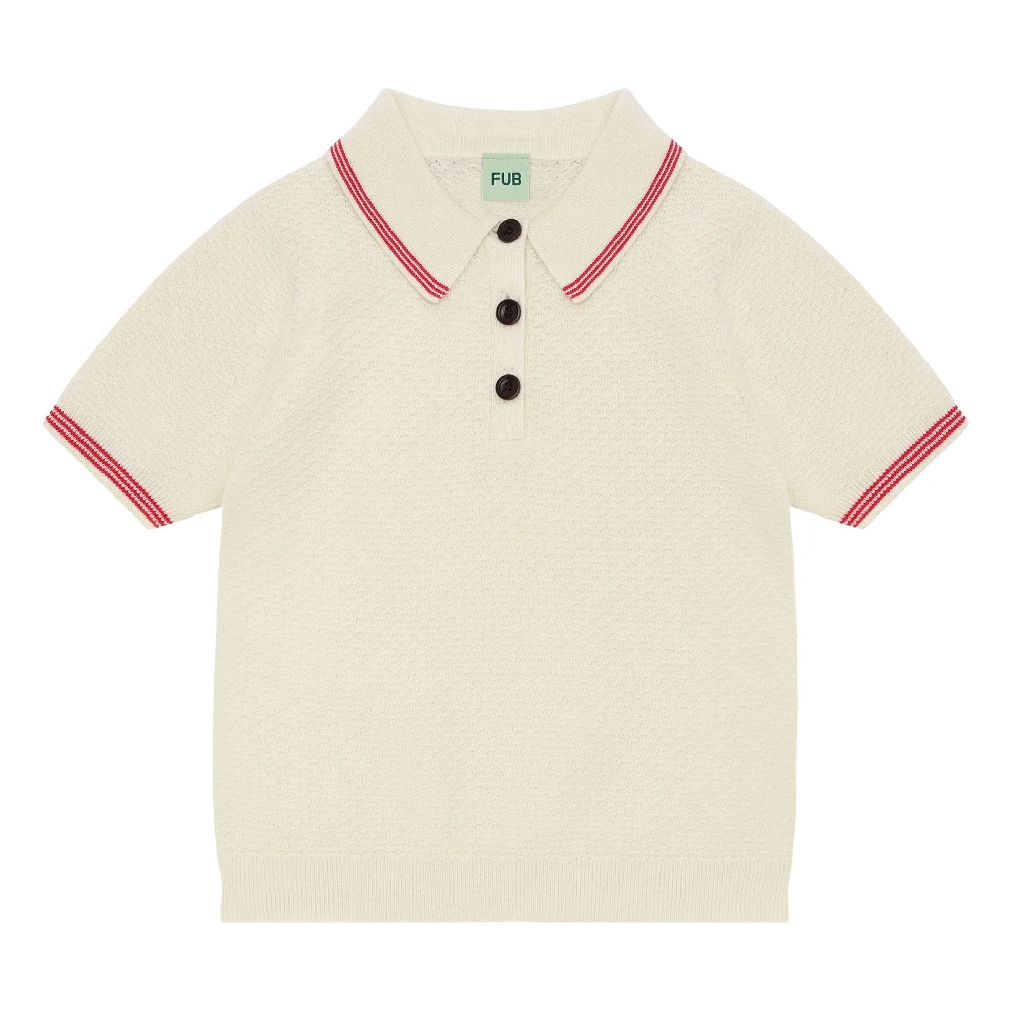 Fub Ecru Polo Pique Fine Knit Organic Cotton