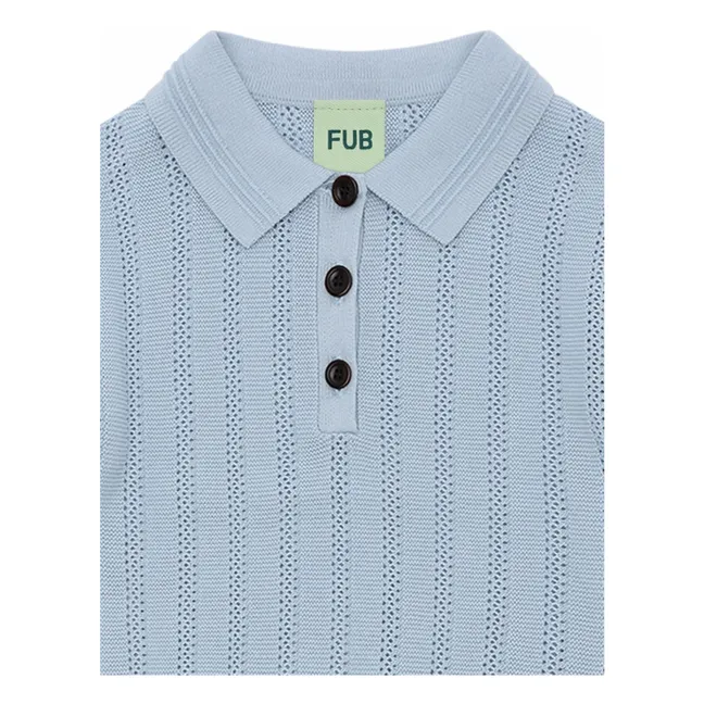 Polo de estructura de punto fino de algodón orgánico | Azul Pálido