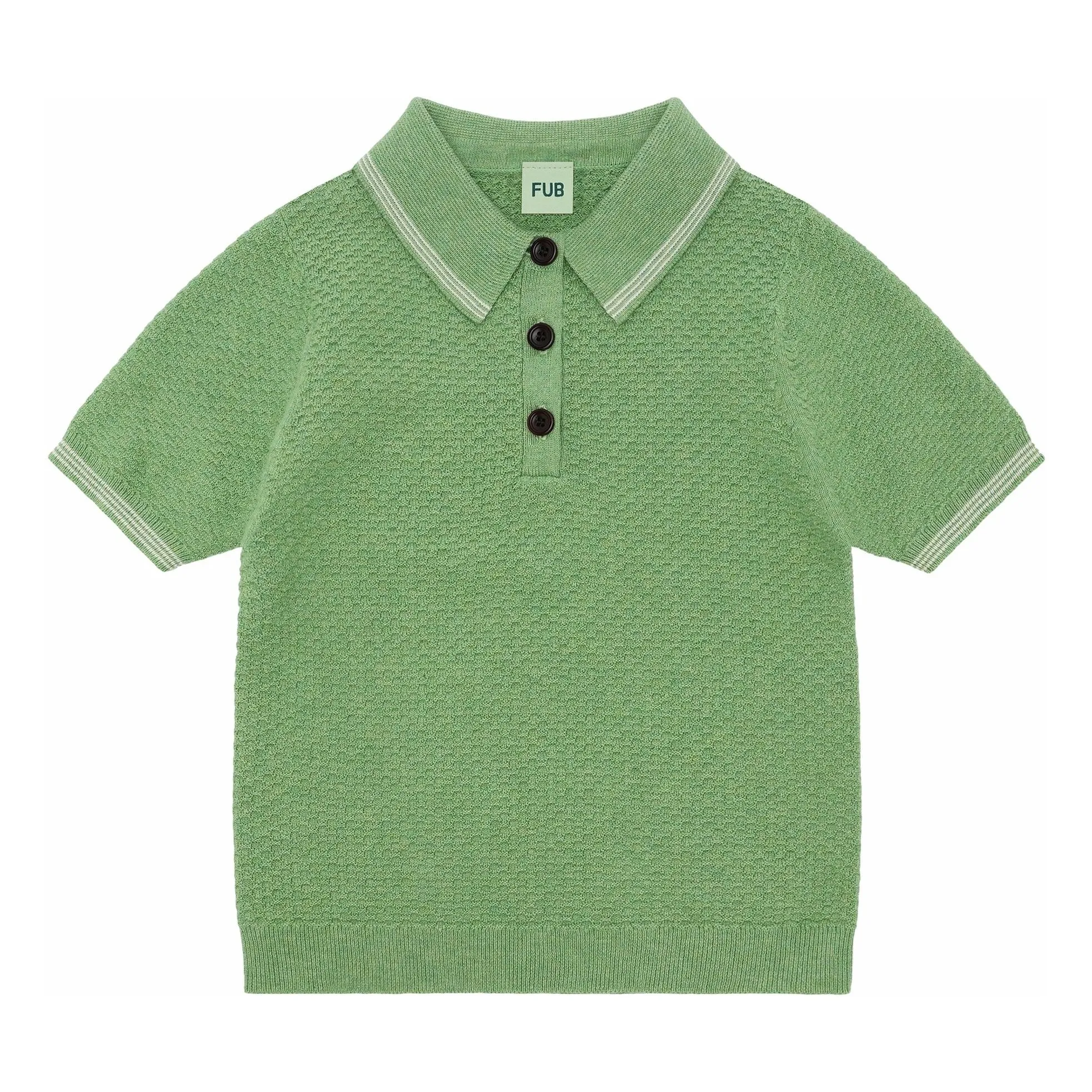 Fub Green Polo Pique Fine Knit Organic Cotton