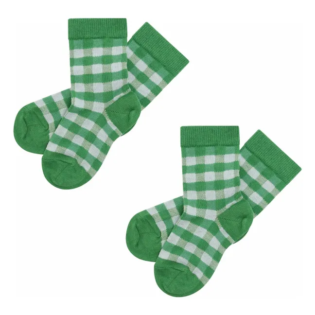 Lot de 2 Paires de Chaussettes Carreaux | Vert