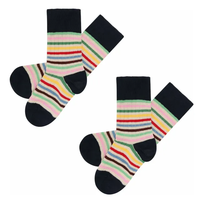 2 Paar gestreifte Classic-Socken | Rot