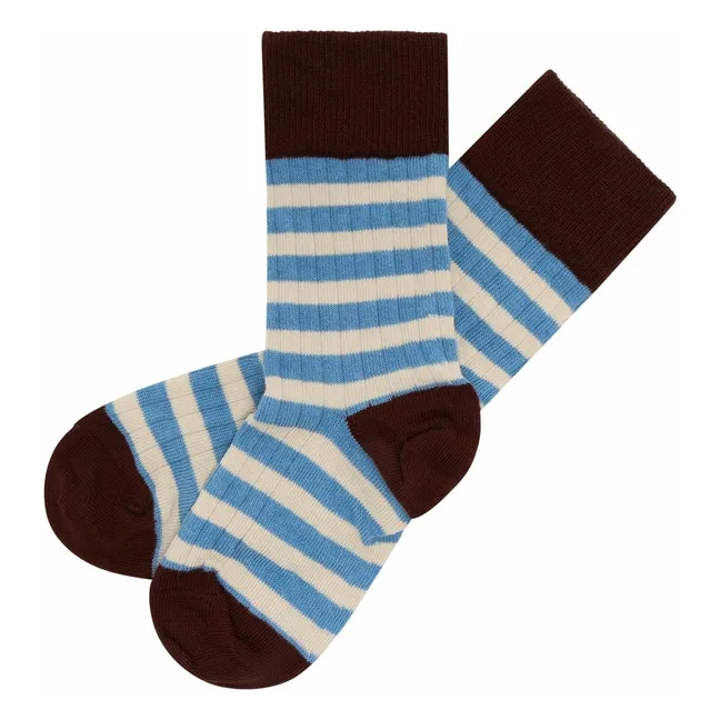 Set of 2 Pairs of Classic Striped Socks | Azure blue