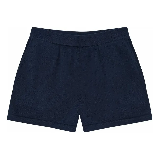 Pantalones cortos de punto de algodón ecológico | Azul Marino