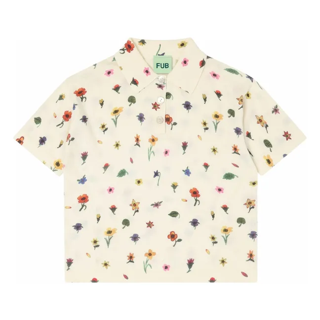 Polo de flores de malla extrafina de algodón ecológico | Crudo