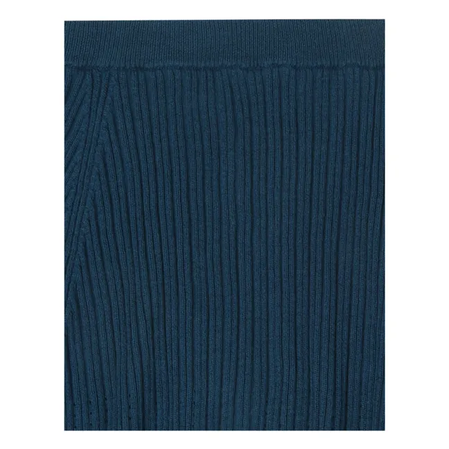 Gonna a punta in cotone organico a maglia fine | Blu marino