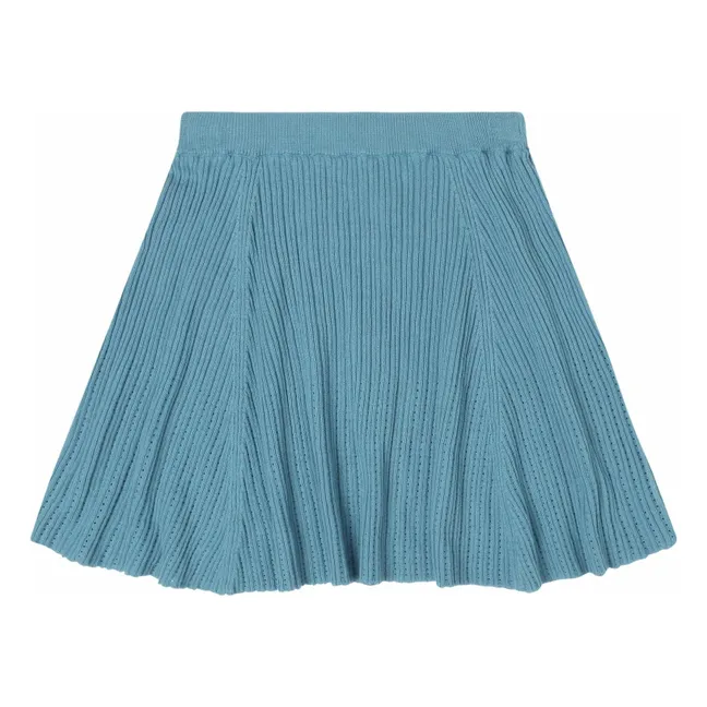 Jupe Pointelle Maille Fine Coton Bio | Bleu azur