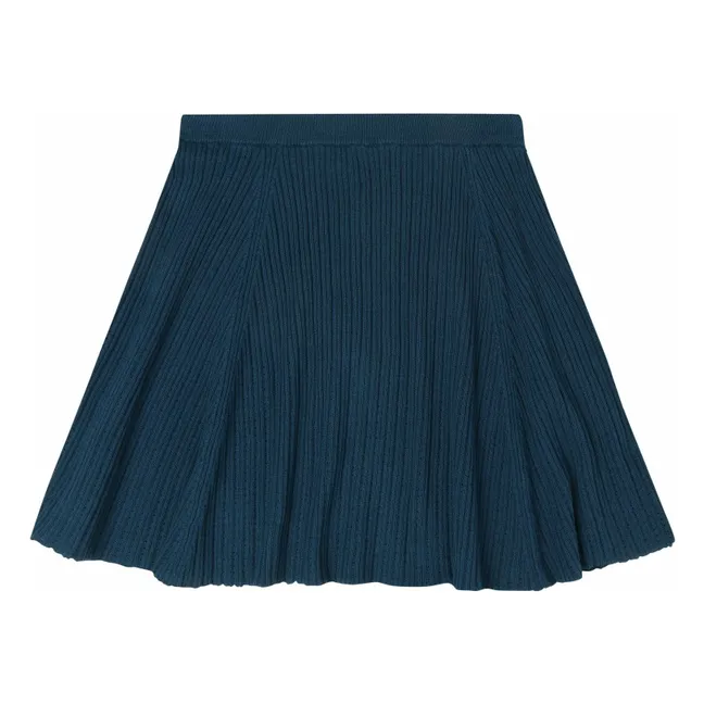 Pointelle Skirt Fine Knit Organic Cotton | Navy blue